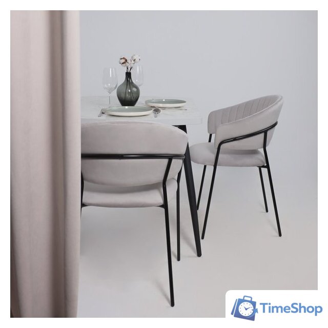 Стул с подлокотниками Алвест AV 433 (светло-серый бархат H-09/черный) - Изображение №4 — Интернет-магазин Time-Shop