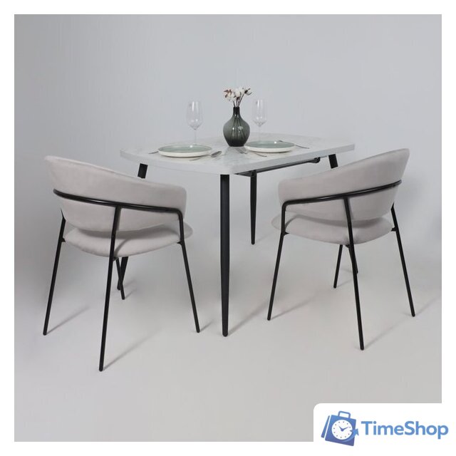 Стул с подлокотниками Алвест AV 433 (светло-серый бархат H-09/черный) - Изображение №5 — Интернет-магазин Time-Shop