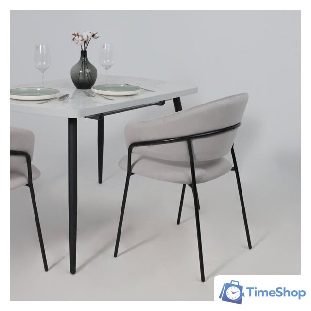 Стул с подлокотниками Алвест AV 433 (светло-серый бархат H-09/черный) - Изображение №6 — Интернет-магазин Time-Shop