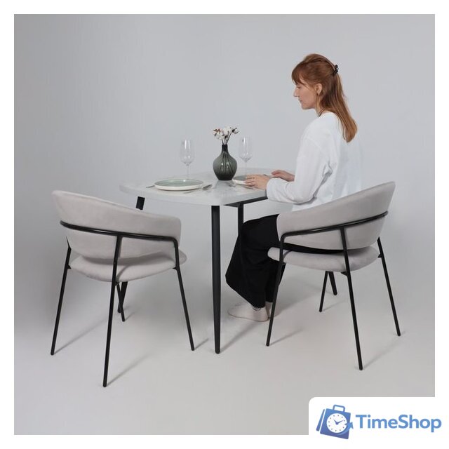 Стул с подлокотниками Алвест AV 433 (светло-серый бархат H-09/черный) - Изображение №3 — Интернет-магазин Time-Shop