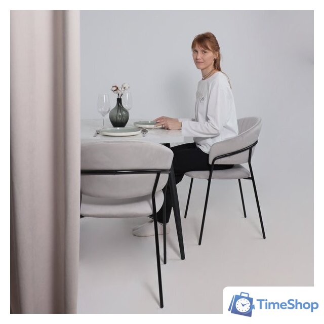 Стул с подлокотниками Алвест AV 433 (светло-серый бархат H-09/черный) - Изображение №2 — Интернет-магазин Time-Shop