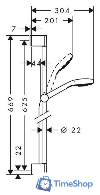 Душевой гарнитур  Hansgrohe Croma Select S (26562400) - Изображение №2 — Интернет-магазин Time-Shop