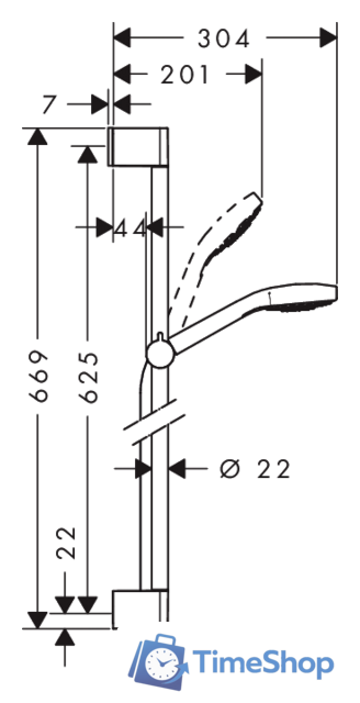 Душевой гарнитур  Hansgrohe Croma Select S (26562400) - Изображение №2 — Интернет-магазин Time-Shop