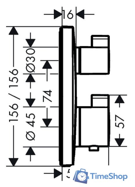 Смеситель Hansgrohe Ecostat Square 15714000 - Изображение №2 — Интернет-магазин Time-Shop