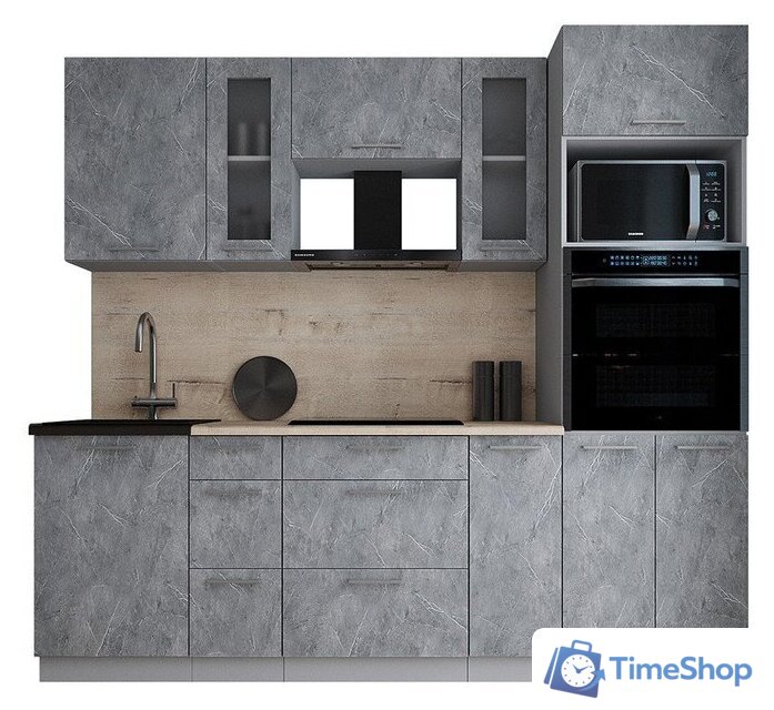 Готовая кухня Интерлиния Мила Gloss 2.4 (керамика/керамика/травертин серый) - Изображение №1 — Интернет-магазин Time-Shop