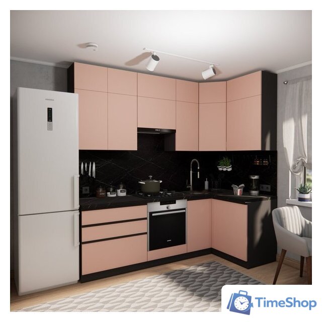 Готовая кухня ВерсоМебель Эко Премиум 1.2x2.4 правая (пудровый/ст. тунис) - Изображение №7 — Интернет-магазин Time-Shop