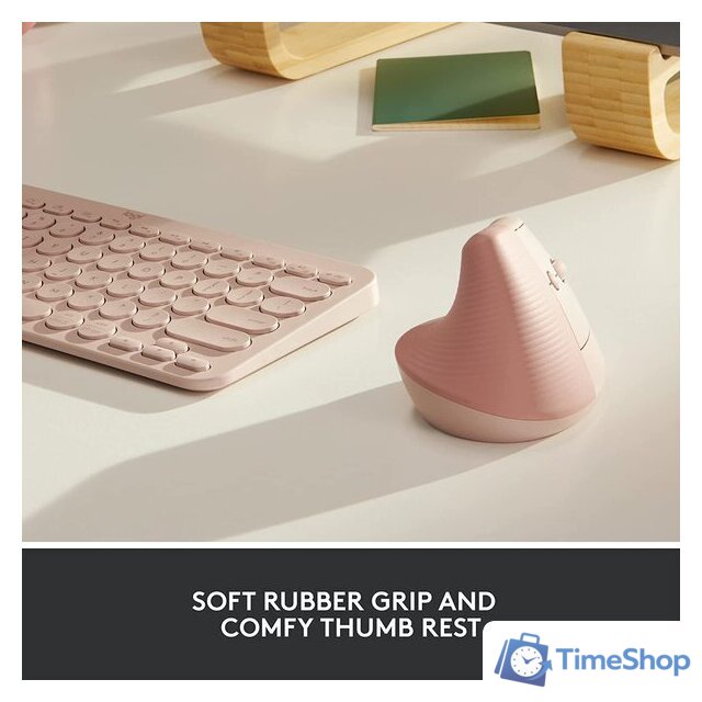 Вертикальная мышь Logitech Lift (розовый) - Изображение №2 — Интернет-магазин Time-Shop