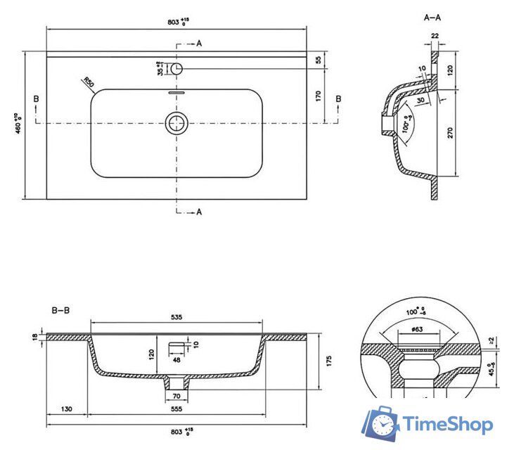 Умывальник Lauter Alton 82 (керамический) - Изображение №4 — Интернет-магазин Time-Shop