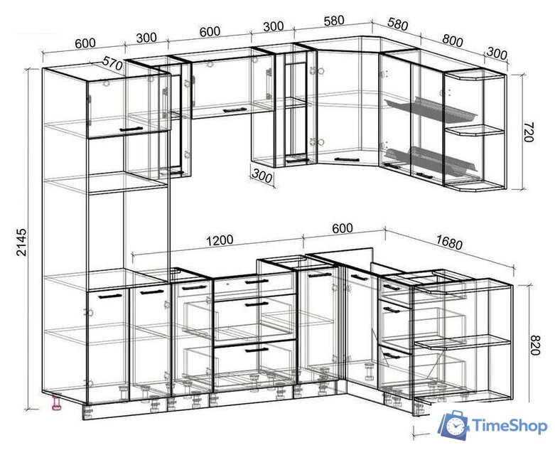Готовая кухня Интерлиния Мила 1.68x2.4 правая без столешницы (белый платинум) - Изображение №2 — Интернет-магазин Time-Shop