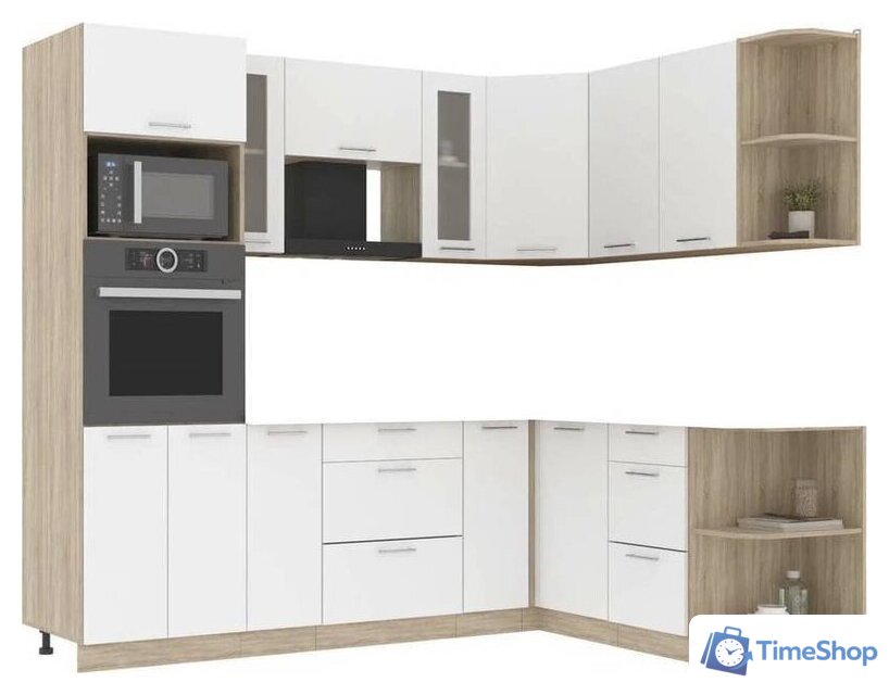 Готовая кухня Интерлиния Мила 1.68x2.4 правая без столешницы (белый платинум) - Изображение №1 — Интернет-магазин Time-Shop