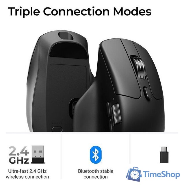 Мышь Keychron M6 Wireless (черный, с тихим кликом) - Изображение №2 — Интернет-магазин Time-Shop