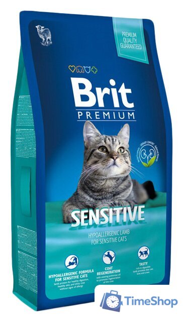 Сухой корм для кошек Brit Premium Sensitive для взрослых кошек с чувствительным пищеварением с ягненком и индейкой 8 кг - Изображение №1 — Интернет-магазин Time-Shop