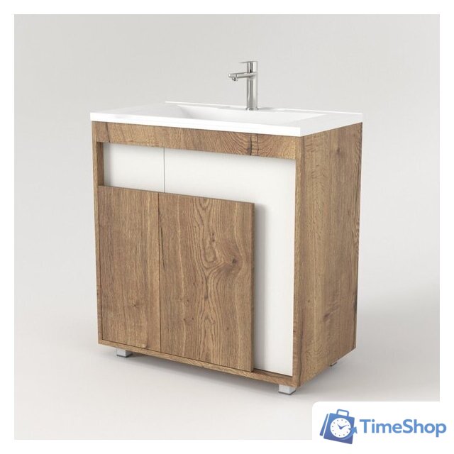  Дабер Тумба под умывальник 015 Тобага/Эридан 80 Т15.8Т.0.21 (дуб галифакс/белый) - Изображение №2 — Интернет-магазин Time-Shop