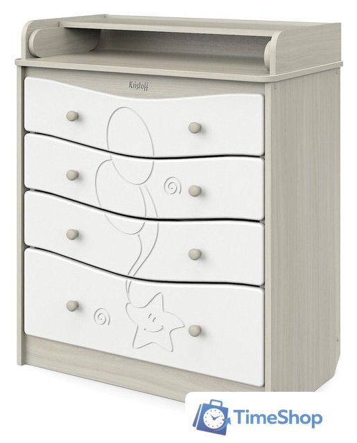 Детский комод Атон Мебель Сириус Kristoff с рисунком 804 МДФ (шимо светлый/белый) - Изображение №1 — Интернет-магазин Time-Shop