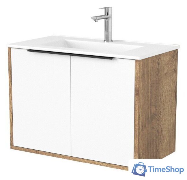  Дабер Тумба под умывальник 018 70 Т18.7.0.21Ч (дуб галифакс/белый/ручка черная) - Изображение №1 — Интернет-магазин Time-Shop