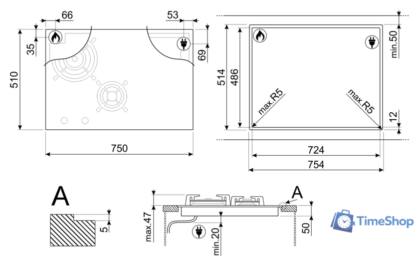 Варочная панель Smeg PM3743D - Изображение №5 — Интернет-магазин Time-Shop