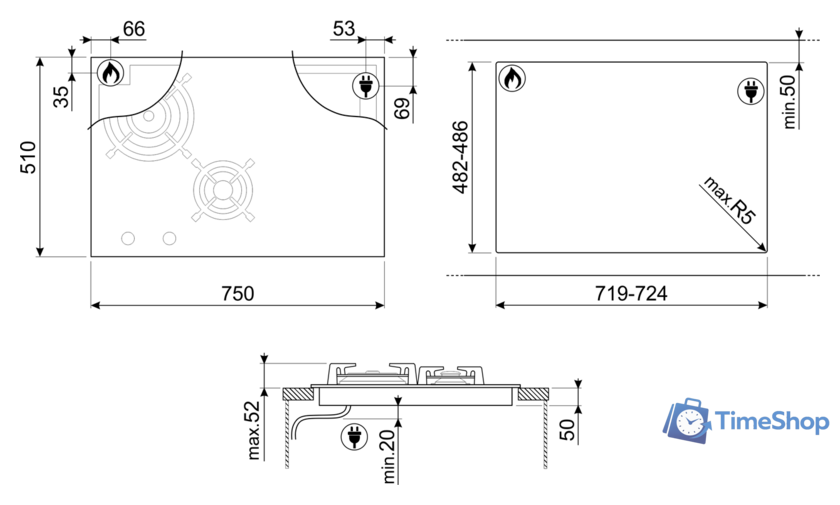 Варочная панель Smeg PM3743D - Изображение №4 — Интернет-магазин Time-Shop