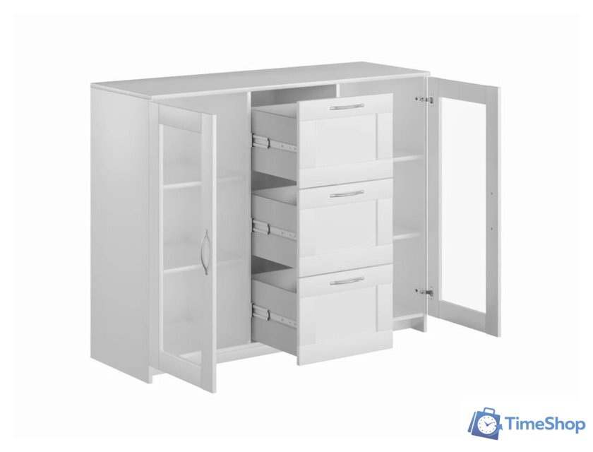 Комод Mio Tesoro Сириус 2 двери со стеклом и 3 ящика 117x95 2.02.03.380.1 (белый) - Изображение №3 — Интернет-магазин Time-Shop