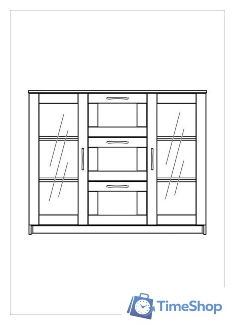Комод Mio Tesoro Сириус 2 двери со стеклом и 3 ящика 117x95 2.02.03.380.1 (белый) - Изображение №4 — Интернет-магазин Time-Shop
