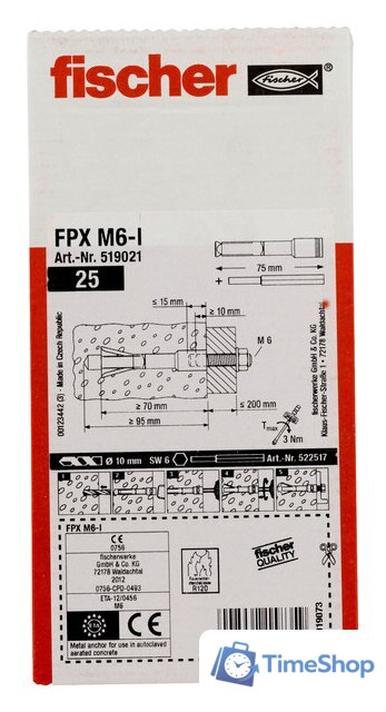 Анкерный болт Fischer FPX M6-I 519021 (25 шт) - Изображение №3 — Интернет-магазин Time-Shop