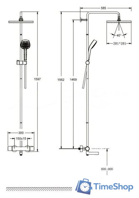 Душевая система  Jacob Delafon Atom E26238-CP - Изображение №5 — Интернет-магазин Time-Shop