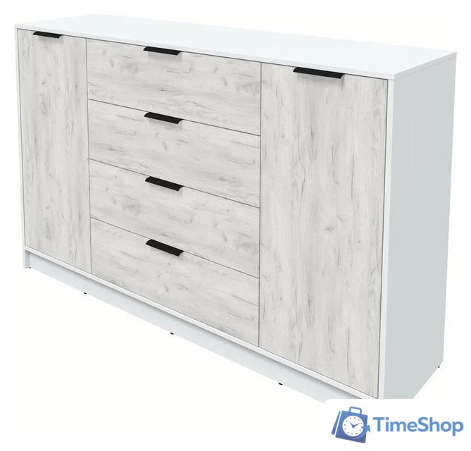 Тумба Интерлиния Концепт КТ-Т160 (дуб белый/белый платинум) - Изображение №2 — Интернет-магазин Time-Shop