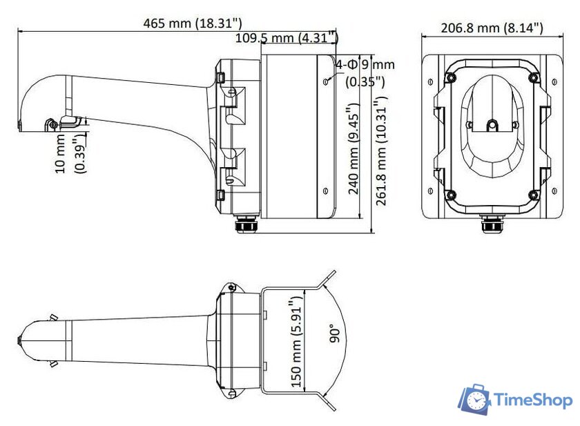 Крепление для камер видеонаблюдения Hikvision DS-1604ZJ-CORNER - Изображение №7 — Интернет-магазин Time-Shop