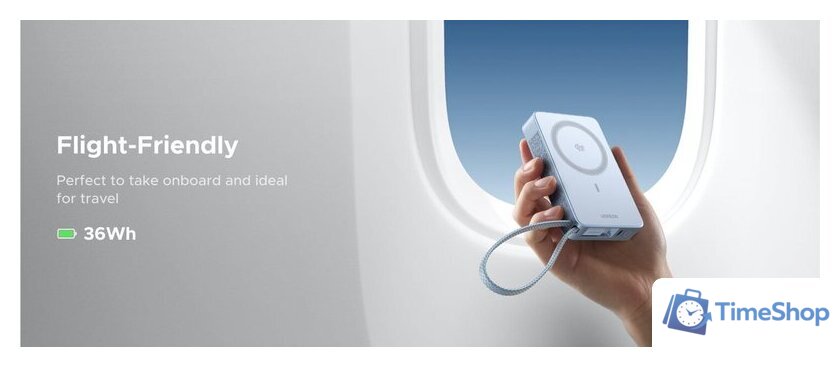 Внешний аккумулятор Ugreen MagFlow PB773 10000mAh (голубой) - Изображение №2 — Интернет-магазин Time-Shop