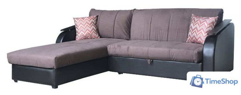 Угловой диван Асмана Магнат 0.8 декор прямой (ридли 07/банни 13/кожзам коричневый) - Изображение №2 — Интернет-магазин Time-Shop