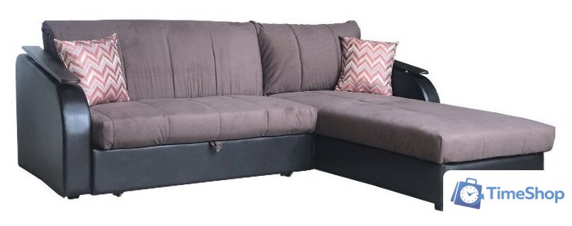 Угловой диван Асмана Магнат 0.8 декор прямой (ридли 07/банни 13/кожзам коричневый) - Изображение №1 — Интернет-магазин Time-Shop