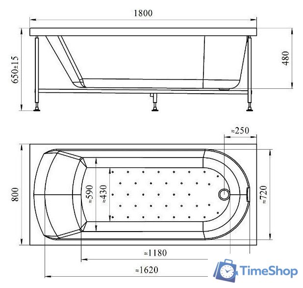 Ванна Radomir Николь 180x80 2-78-0-0-1-210Р (фронтальный, с каркасом) - Изображение №11 — Интернет-магазин Time-Shop