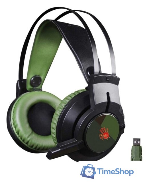 Наушники A4Tech Bloody J450 (черный/зеленый) - Изображение №1 — Интернет-магазин Time-Shop