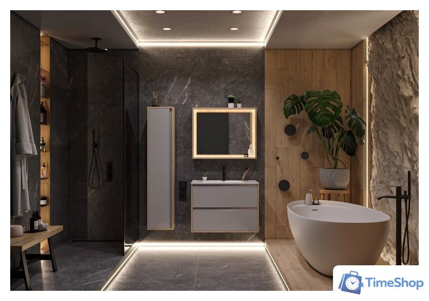  ЗОВ Тумба с умывальником Парма 90 P90LC0MSMC1A-OL90 (сталь/каштан) - Изображение №4 — Интернет-магазин Time-Shop