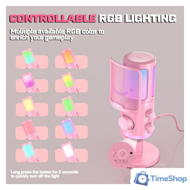 Проводной микрофон FIFINE AM6 (розовый) - Изображение №3 — Интернет-магазин Time-Shop