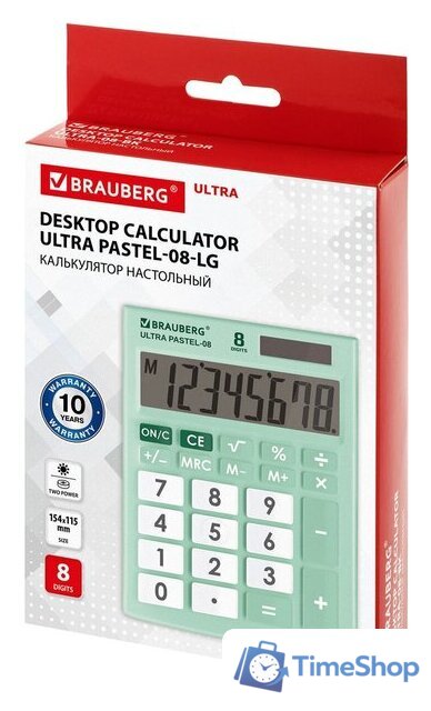 Бухгалтерский калькулятор BRAUBERG Ultra Pastel-08-LG 250515 (мятный) - Изображение №9 — Интернет-магазин Time-Shop