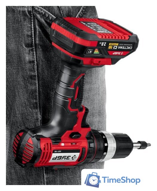 Дрель-шуруповерт Зубр Мастер ДШЛ-185-22 (с 2-мя АКБ, кейс) - Изображение №6 — Интернет-магазин Time-Shop