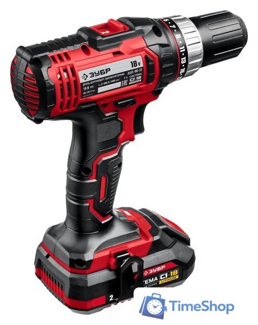 Дрель-шуруповерт Зубр Мастер ДШЛ-185-22 (с 2-мя АКБ, кейс) - Изображение №3 — Интернет-магазин Time-Shop