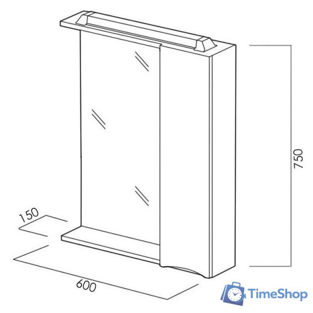  BelBagno Шкаф с зеркалом Marino-SPC-600/750-1A-BL-P-R (bianco lucido) - Изображение №5 — Интернет-магазин Time-Shop