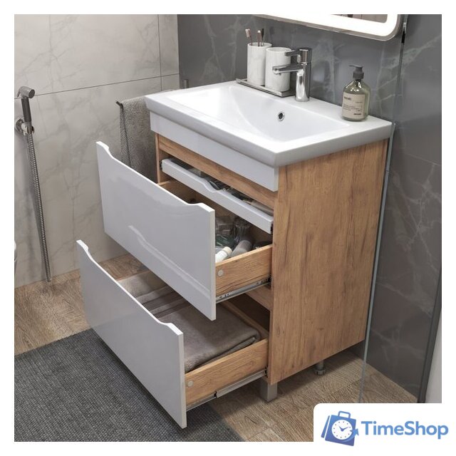  Vigo Тумба под умывальник Grani 700-0-2 Como (дуб золотой) - Изображение №4 — Интернет-магазин Time-Shop