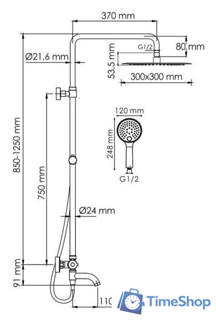 Душевая система  Wasserkraft A188.261.207.PG Thermo - Изображение №3 — Интернет-магазин Time-Shop