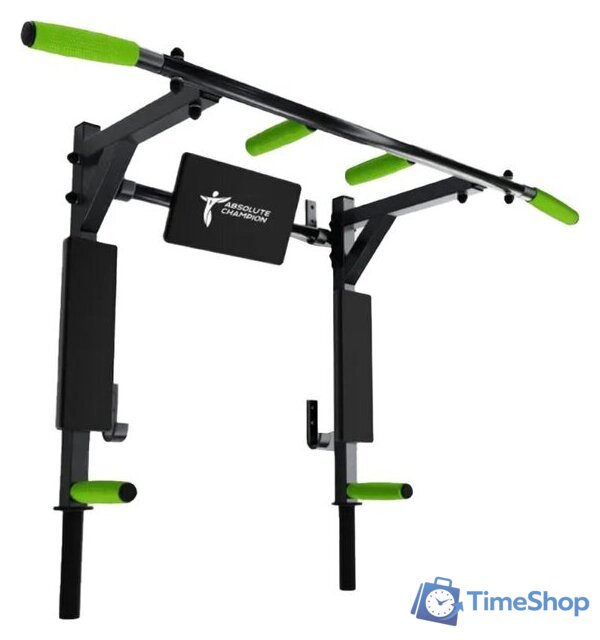 Турник с брусьями Absolute Champion Атлант с узким хватом АЧ 11908 (черный/салатовые ручки) - Изображение №1 — Интернет-магазин Time-Shop