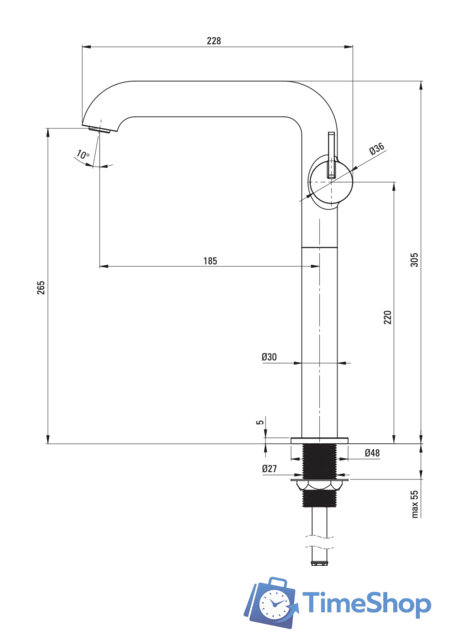Смеситель Deante Silia Titanium BQS_D24K - Изображение №2 — Интернет-магазин Time-Shop