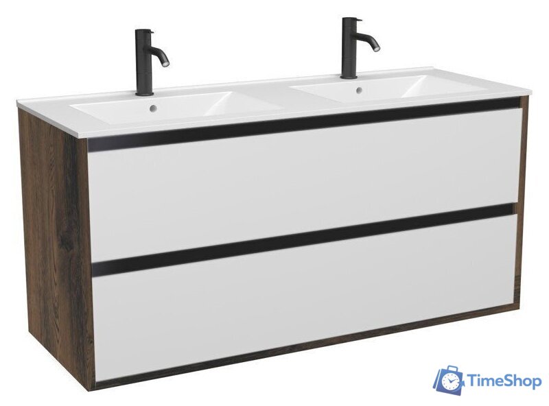  ЗОВ Тумба с умывальником Парма 120 P120LA0MWMC1B-OL120 (аттик/белый матовый/черный) - Изображение №1 — Интернет-магазин Time-Shop