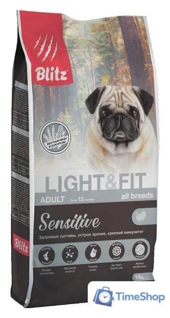 Сухой корм для собак Blitz Adult Light & Fit 15 кг - Изображение №1 — Интернет-магазин Time-Shop