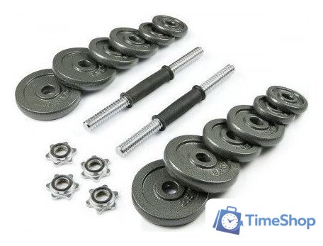 Набор гантелей с соединительным грифом  Atlas Sport металлических в чемодане 20 кг (2x10 кг) - Изображение №2 — Интернет-магазин Time-Shop