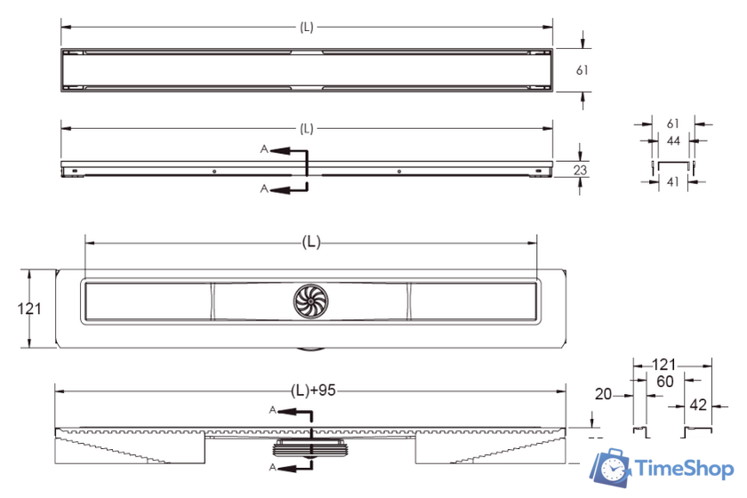 Трап/канал Berges Wasserhaus B1 Keramik 600 091117 (хром глянец) - Изображение №13 — Интернет-магазин Time-Shop