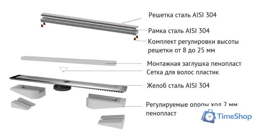 Трап/канал Berges Wasserhaus B1 Keramik 600 091117 (хром глянец) - Изображение №7 — Интернет-магазин Time-Shop