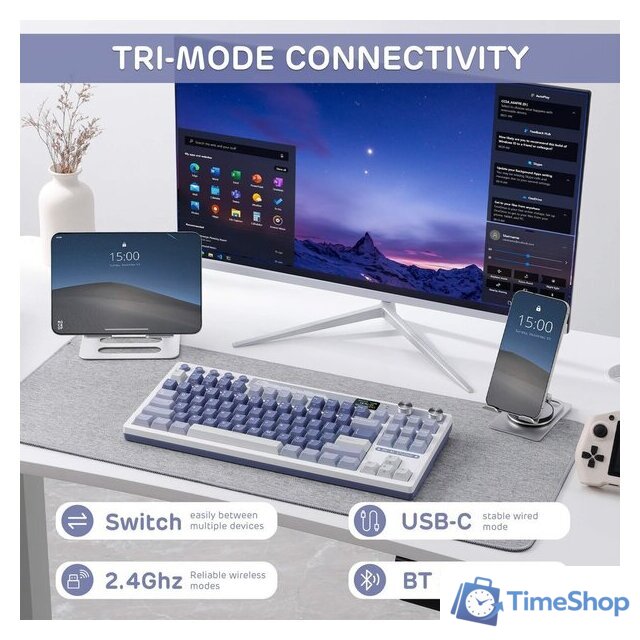 Клавиатура Royal Kludge M87 RGB Ocean Blue (RK Cream) - Изображение №3 — Интернет-магазин Time-Shop