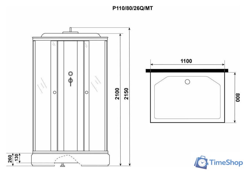 Душевая кабина Niagara Promo P110/80/26Q/MT 110x80x215 - Изображение №8 — Интернет-магазин Time-Shop