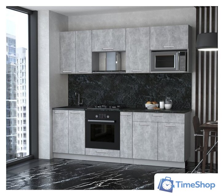 Готовая кухня Интерлиния Мила Лайт 2.2 ВТ (бетон/бетон/кастилло темный) - Изображение №1 — Интернет-магазин Time-Shop